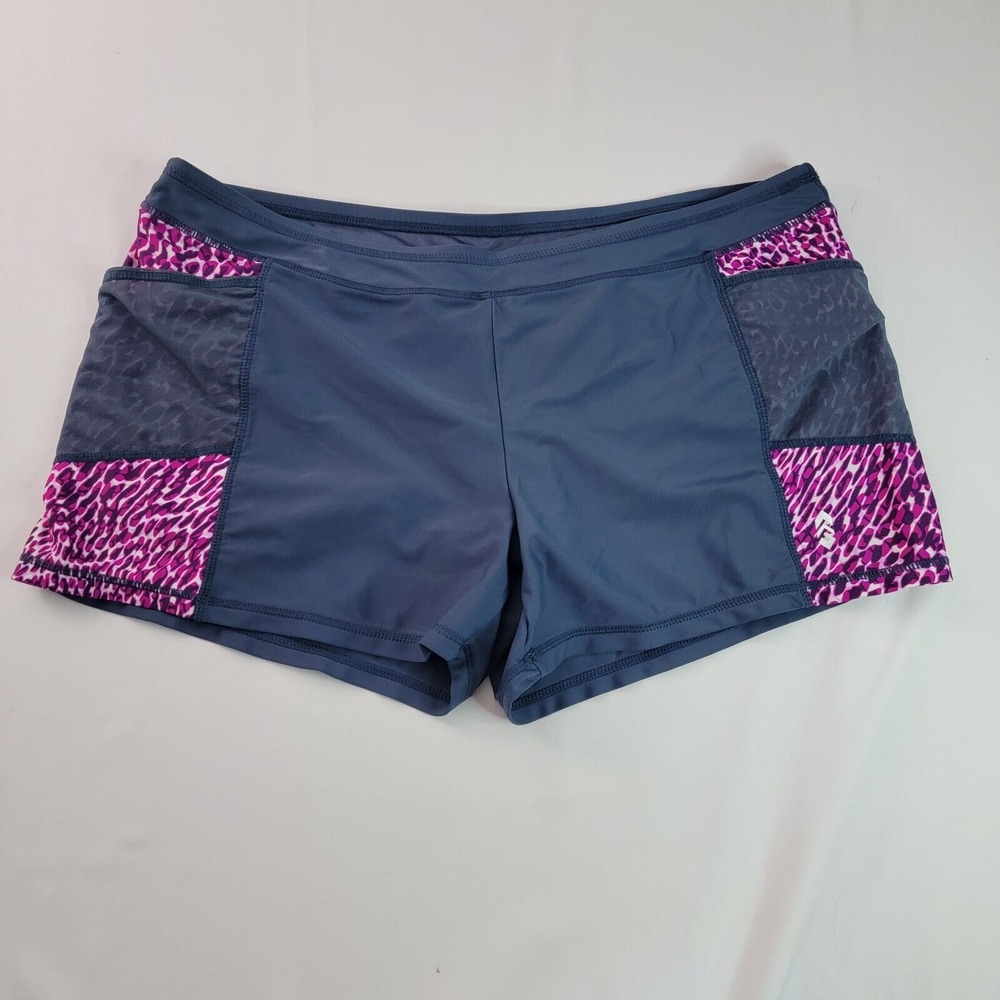 Women's Free Country Swim Shorts, Size L, W/Pockets blue/animal print
